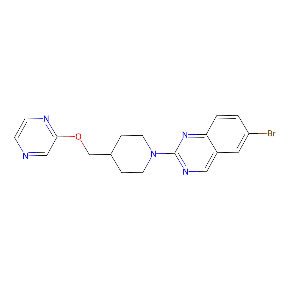 6-Bromo-2-{4-[(pyrazin-2-yloxy)methyl]piperidin-1-yl}quinazoline molecular structure, CAS 2549014-98-2