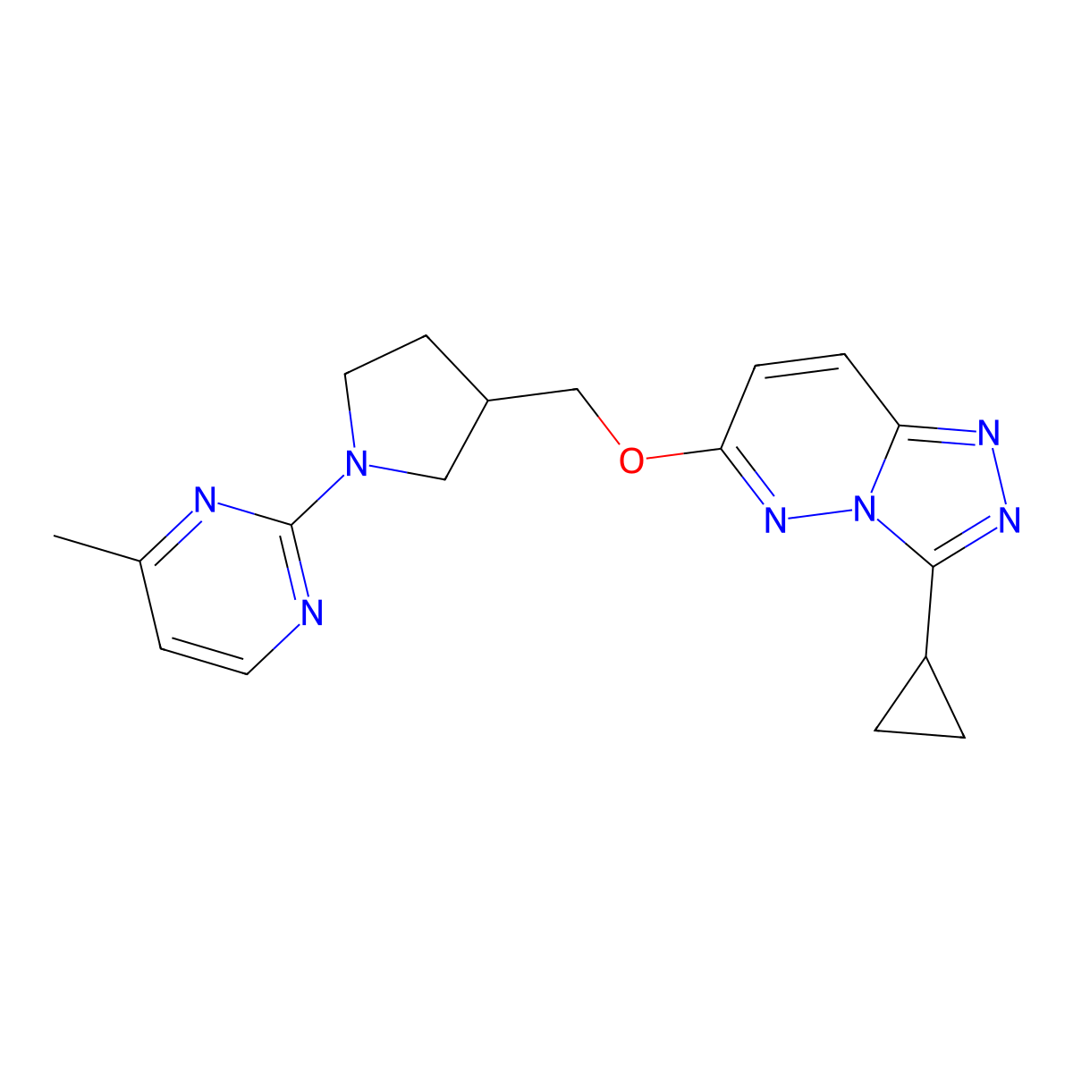 2-{3-[({3-Cyclopropyl-[1,2,4]triazolo[4,3-b]pyridazin-6-yl}oxy)methyl]pyrrolidin-1-yl}-4-methylpyrimidine molecular structure, CAS 2549014-99-3