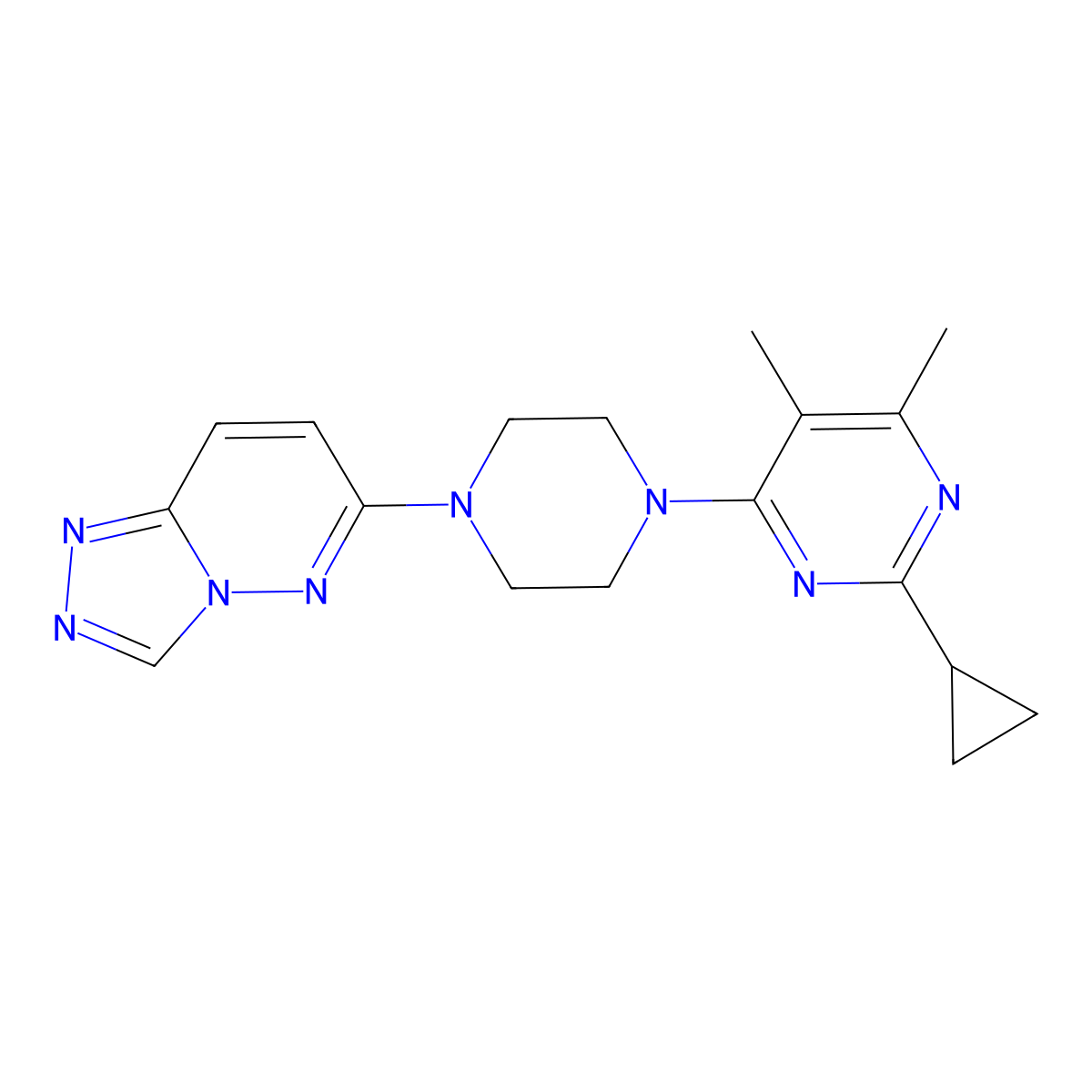 2-Cyclopropyl-4,5-dimethyl-6-(4-{[1,2,4]triazolo[4,3-b]pyridazin-6-yl}piperazin-1-yl)pyrimidine molecular structure, CAS 2549015-01-0