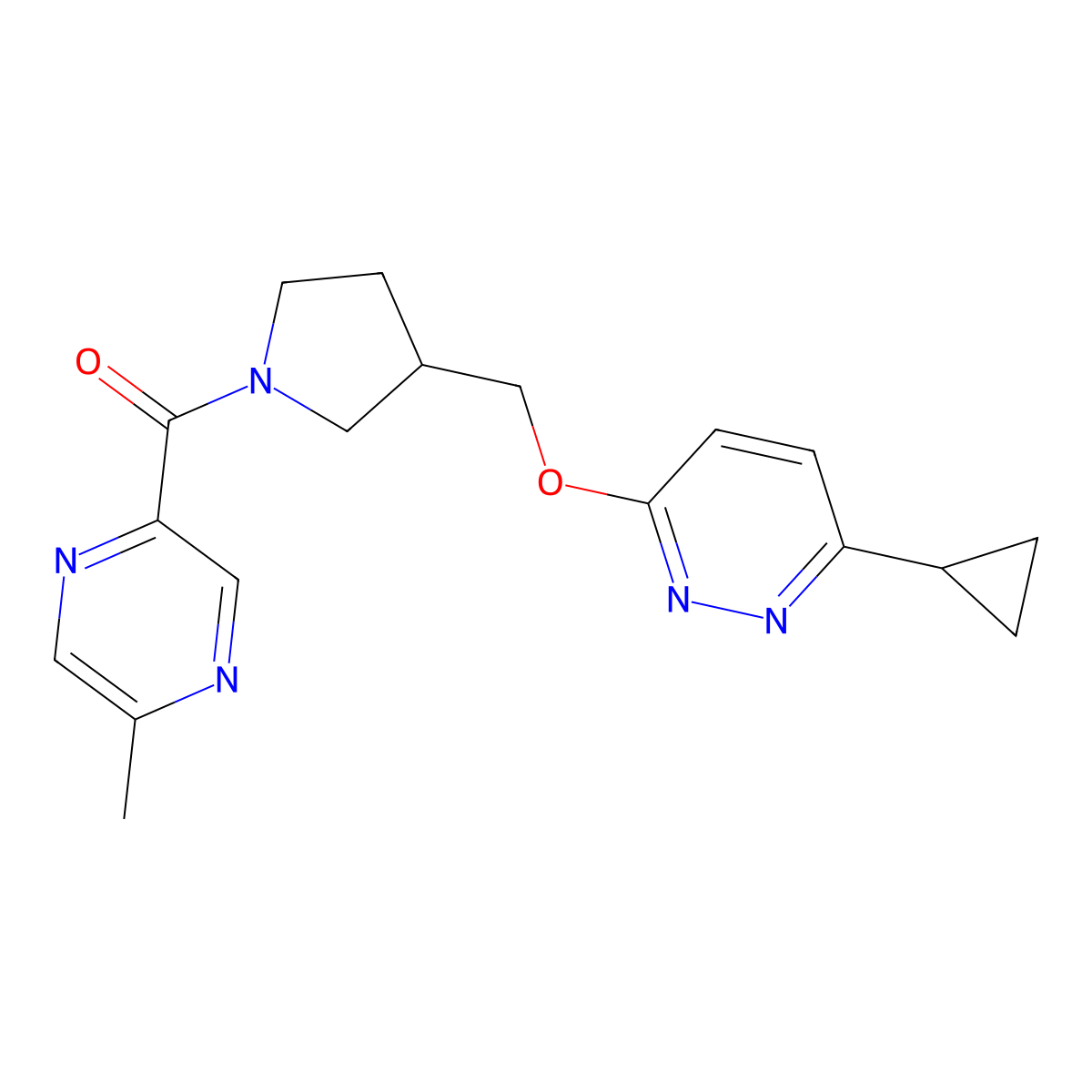 3-Cyclopropyl-6-{[1-(5-methylpyrazine-2-carbonyl)pyrrolidin-3-yl]methoxy}pyridazine molecular structure, CAS 2549015-03-2