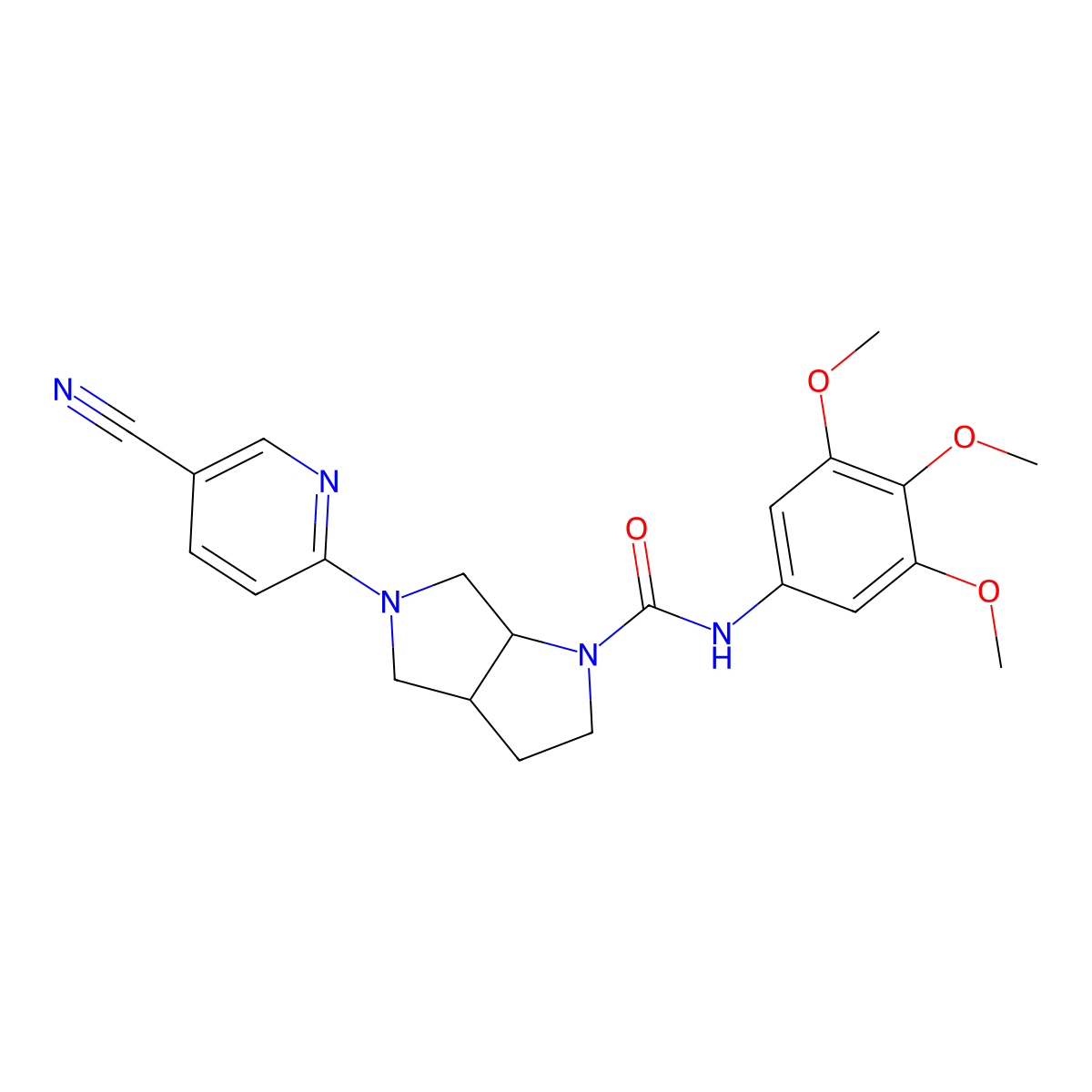 5-(5-cyanopyridin-2-yl)-N-(3,4,5-trimethoxyphenyl)-octahydropyrrolo[3,4-b]pyrrole-1-carboxamide molecular structure, CAS 2549015-05-4