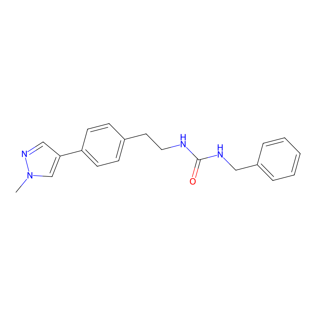 1-benzyl-3-{2-[4-(1-methyl-1H-pyrazol-4-yl)phenyl]ethyl}urea molecular structure, CAS 2549015-06-5