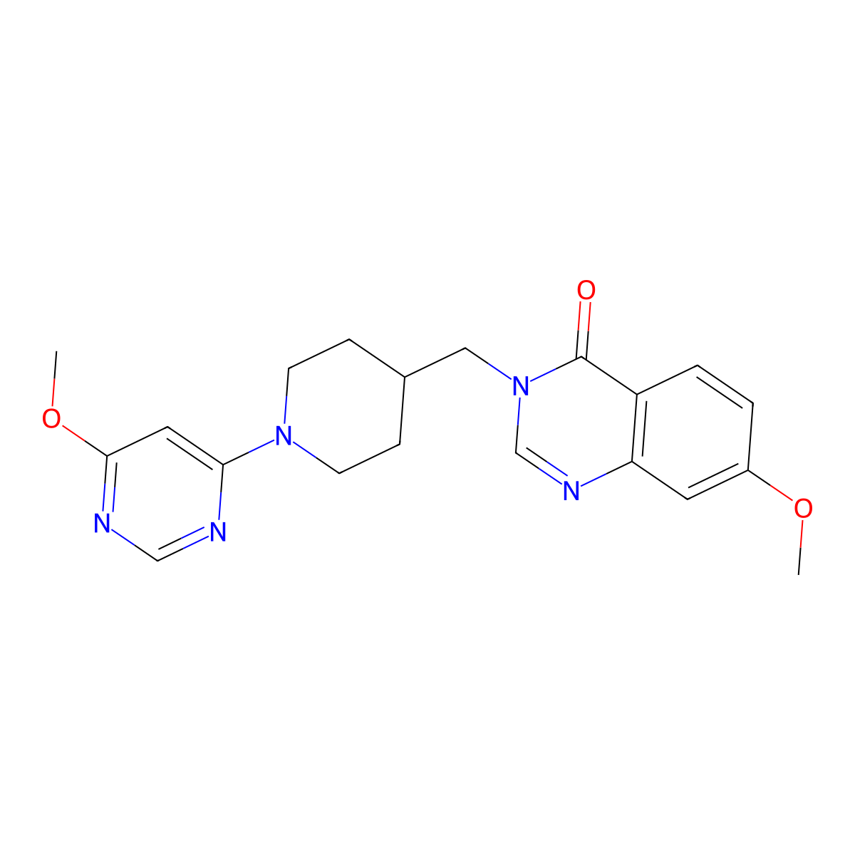 7-Methoxy-3-{[1-(6-methoxypyrimidin-4-yl)piperidin-4-yl]methyl}-3,4-dihydroquinazolin-4-one molecular structure, CAS 2549015-08-7