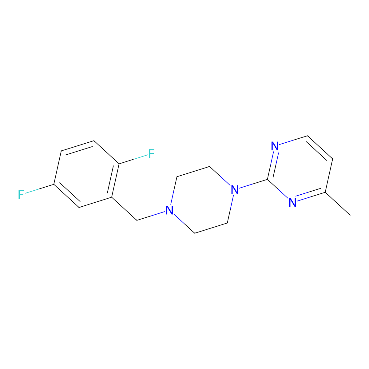 2-{4-[(2,5-Difluorophenyl)methyl]piperazin-1-yl}-4-methylpyrimidine molecular structure, CAS 2549015-18-9