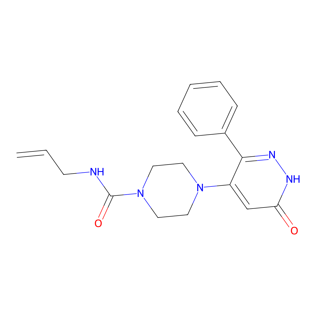 4-(6-oxo-3-phenyl-1,6-dihydropyridazin-4-yl)-N-(prop-2-en-1-yl)piperazine-1-carboxamide molecular structure, CAS 2549015-27-0
