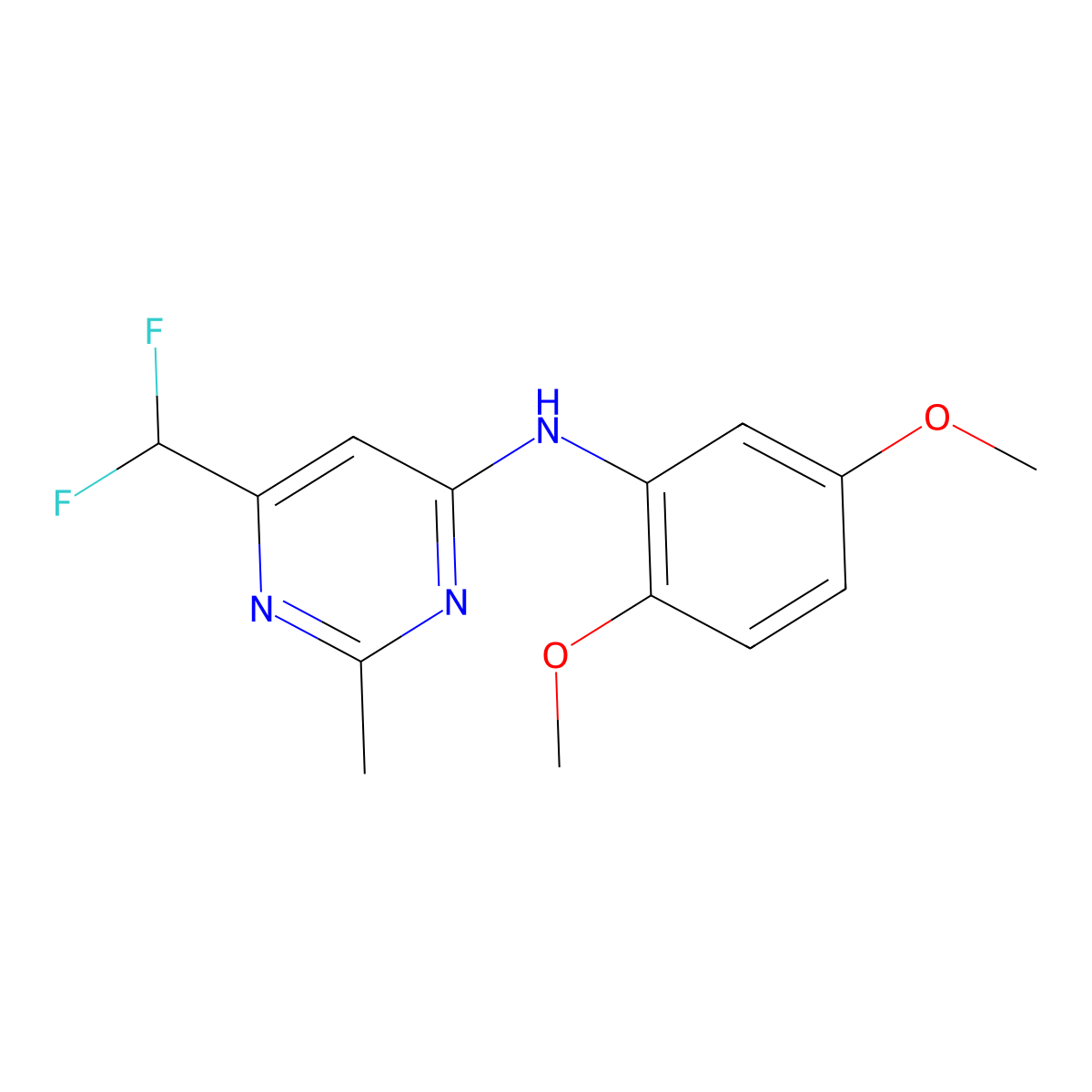 6-(difluoromethyl)-N-(2,5-dimethoxyphenyl)-2-methylpyrimidin-4-amine molecular structure, CAS 2549015-33-8