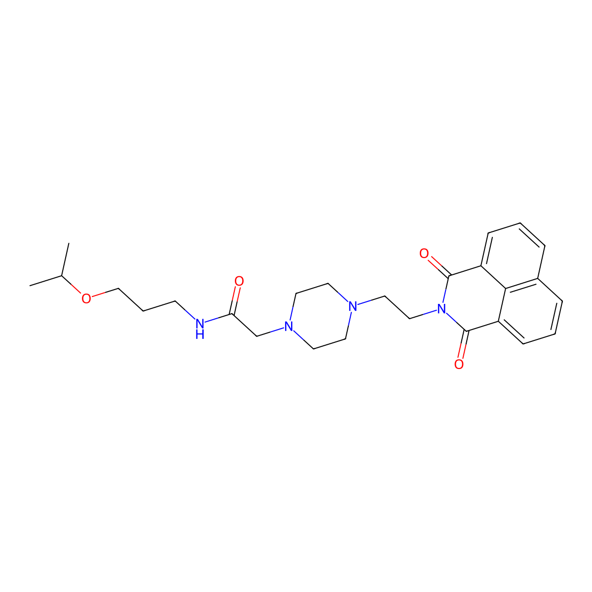 2-[4-(2-{2,4-dioxo-3-azatricyclo[7.3.1.0^{5,13}]trideca-1(13),5,7,9,11-pentaen-3-yl}ethyl)piperazin-1-yl]-N-[3-(propan-2-yloxy)propyl]acetamide molecular structure, CAS 2549015-39-4