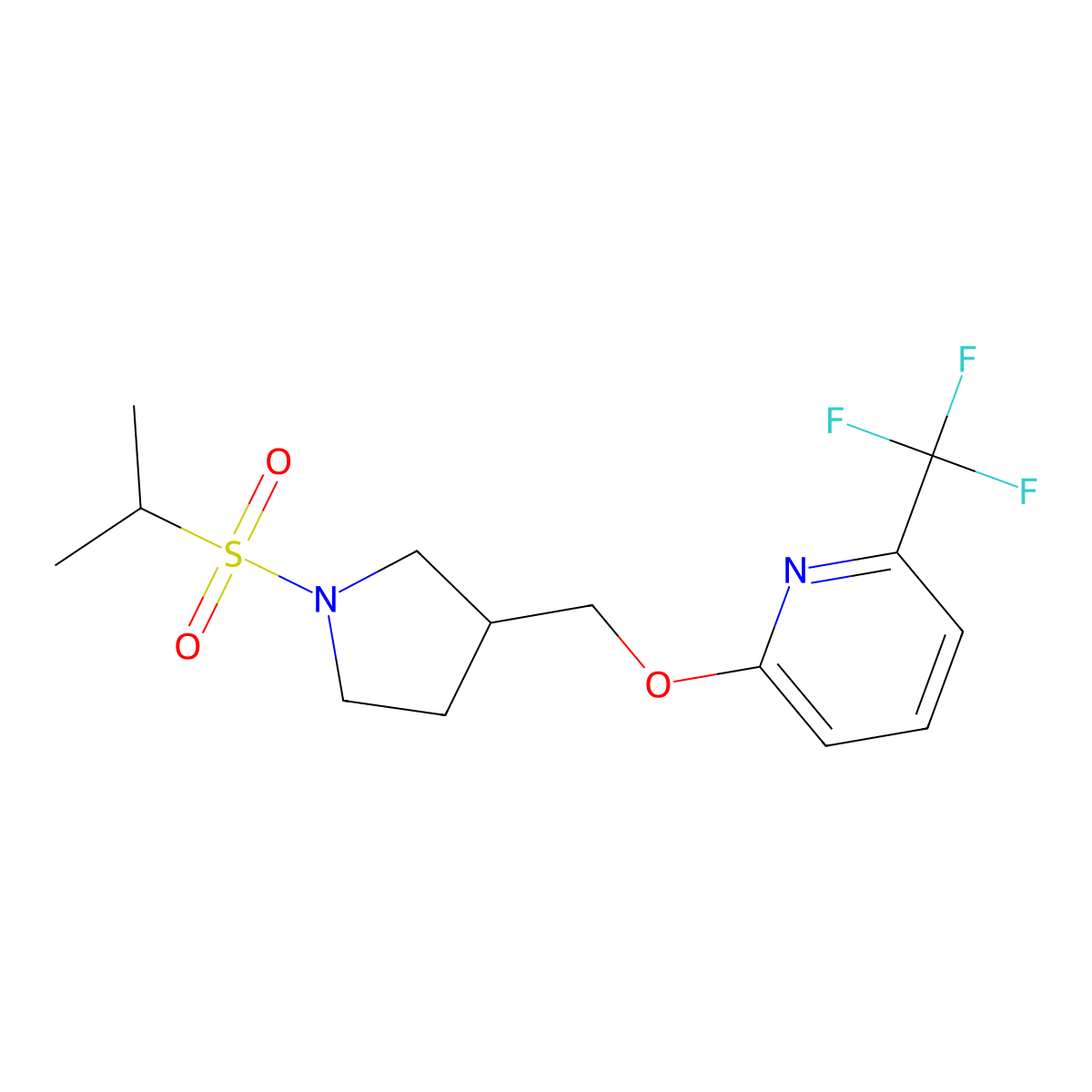 2-{[1-(Propane-2-sulfonyl)pyrrolidin-3-yl]methoxy}-6-(trifluoromethyl)pyridine molecular structure, CAS 2549015-42-9