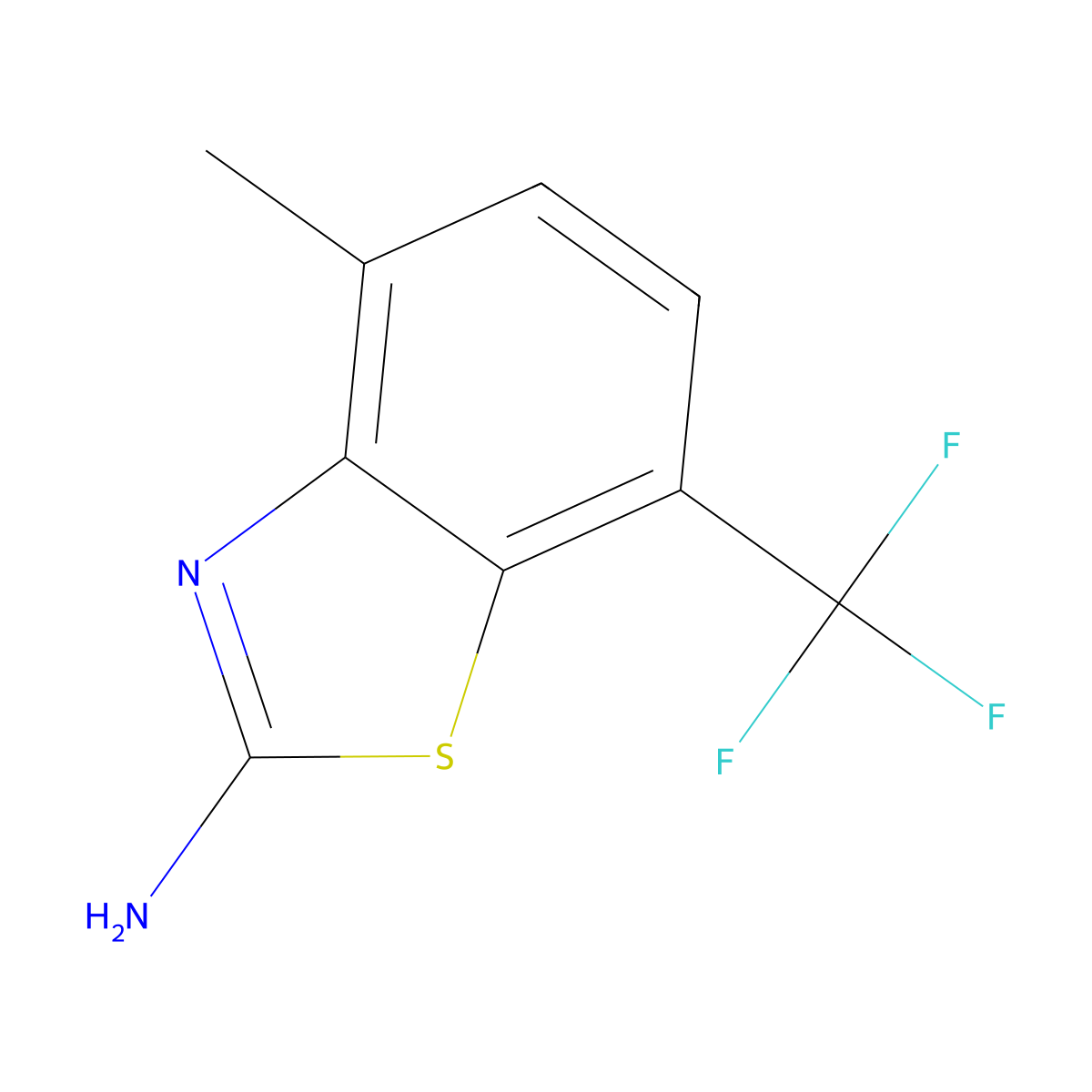 4-Methyl-7-(trifluoromethyl)-1,3-benzothiazol-2-amine molecular structure, CAS 2549015-44-1