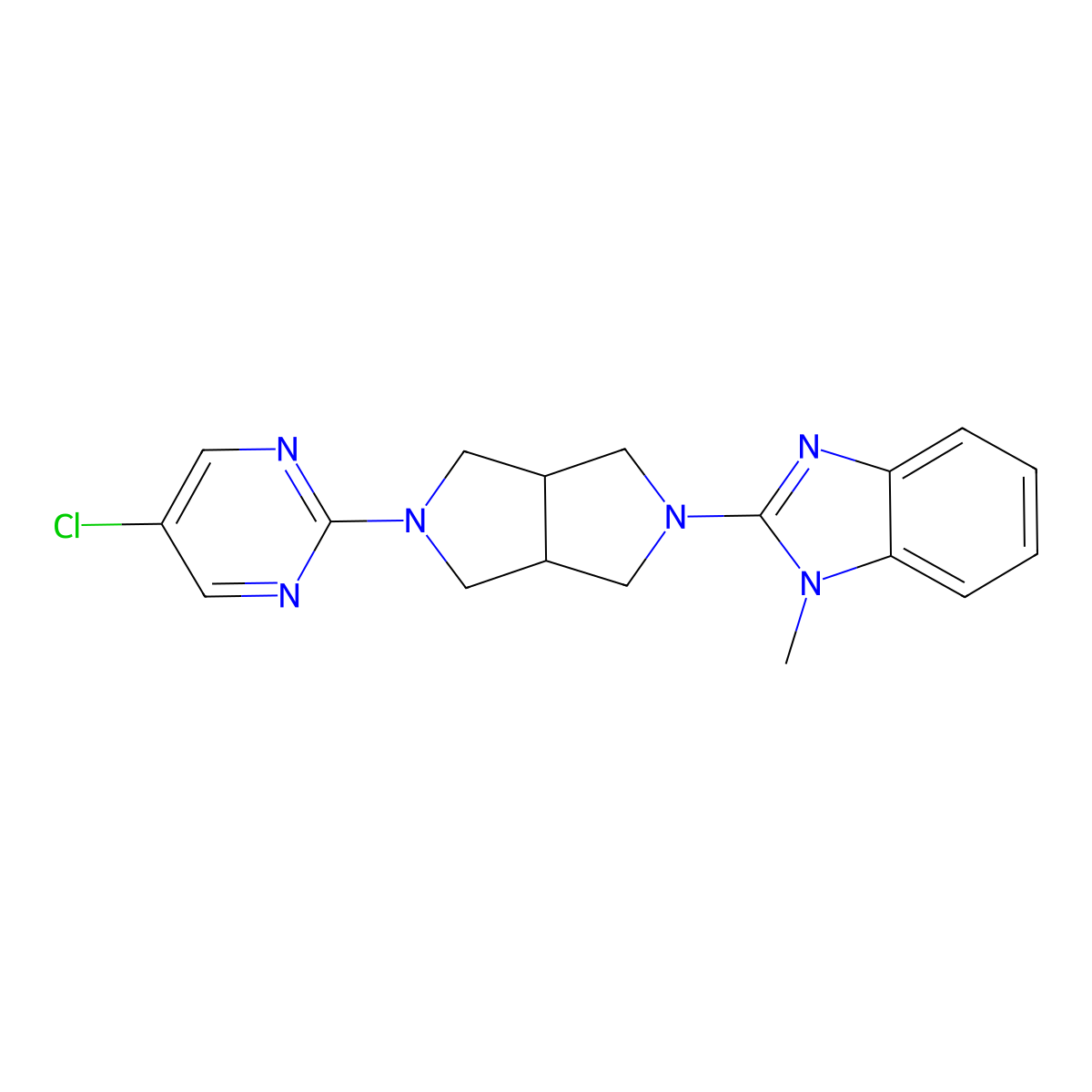 2-[5-(5-chloropyrimidin-2-yl)-octahydropyrrolo[3,4-c]pyrrol-2-yl]-1-methyl-1H-1,3-benzodiazole molecular structure, CAS 2549015-50-9