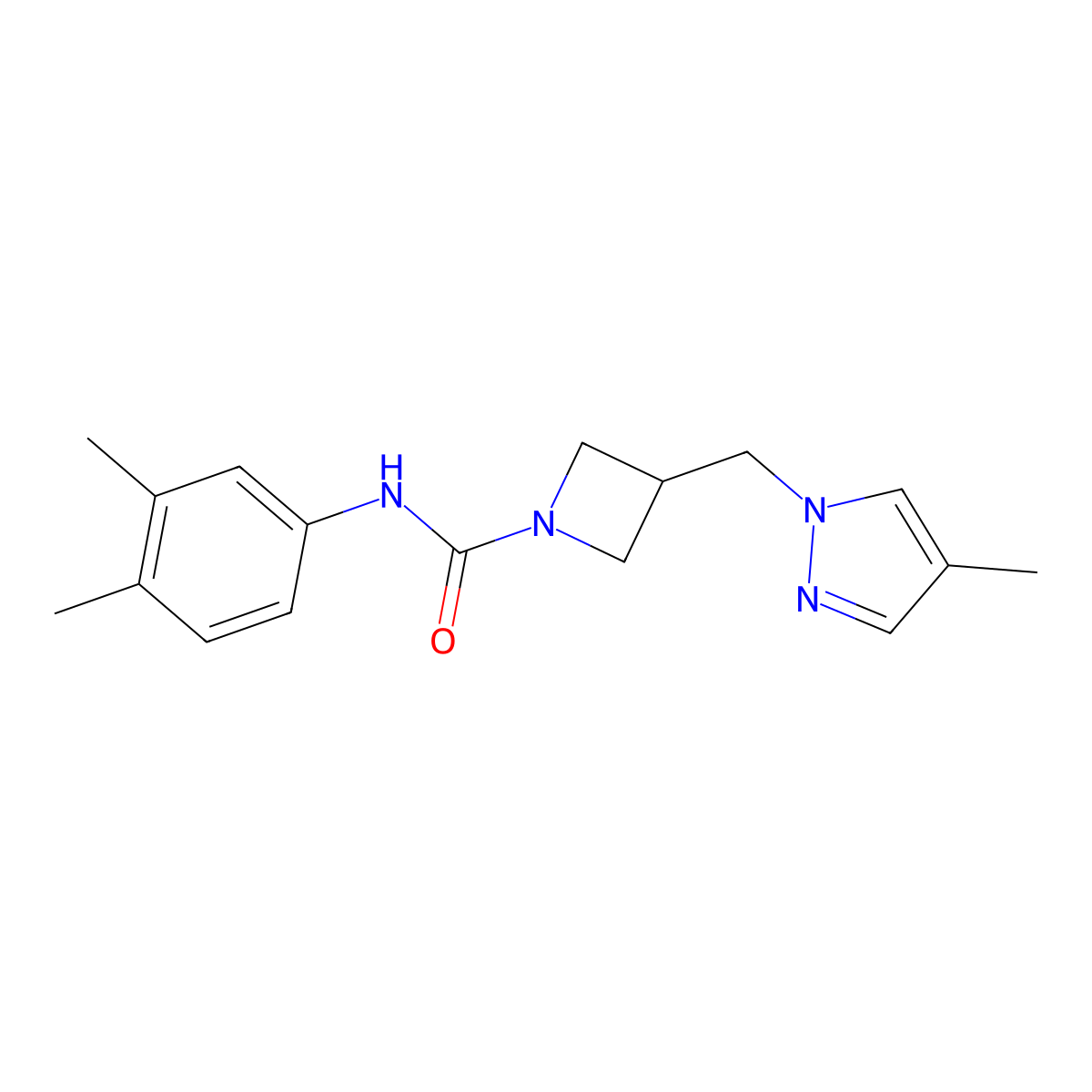 N-(3,4-dimethylphenyl)-3-[(4-methyl-1H-pyrazol-1-yl)methyl]azetidine-1-carboxamide molecular structure, CAS 2549015-52-1