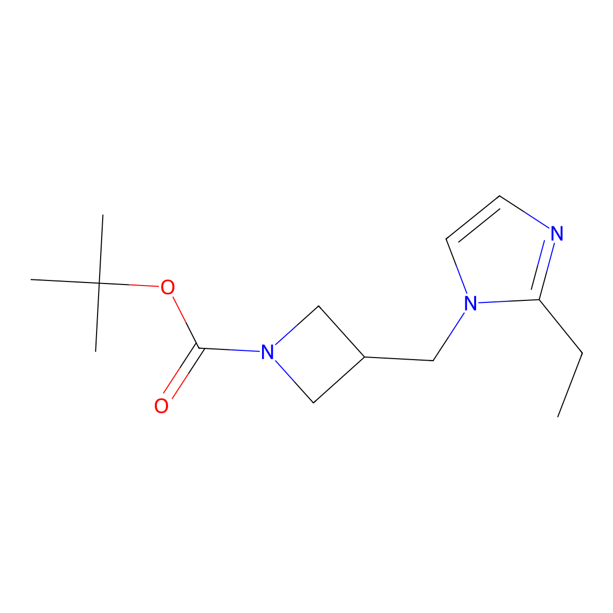 tert-butyl 3-[(2-ethyl-1H-imidazol-1-yl)methyl]azetidine-1-carboxylate molecular structure, CAS 2549015-53-2