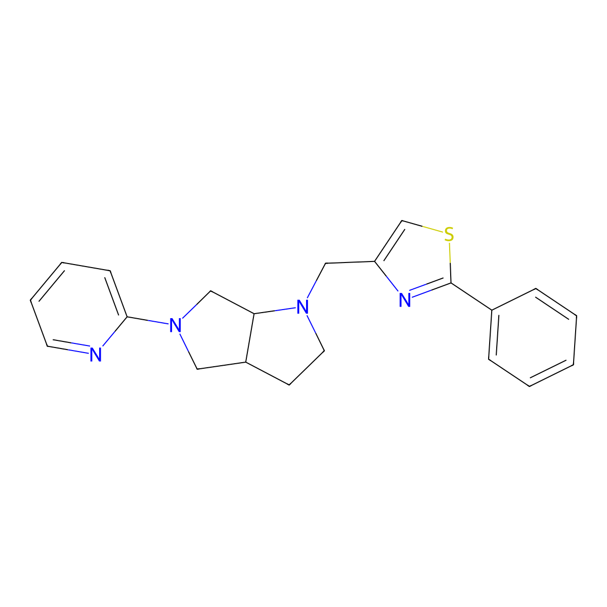 2-{1-[(2-Phenyl-1,3-thiazol-4-yl)methyl]-octahydropyrrolo[2,3-c]pyrrol-5-yl}pyridine molecular structure, CAS 2549015-55-4