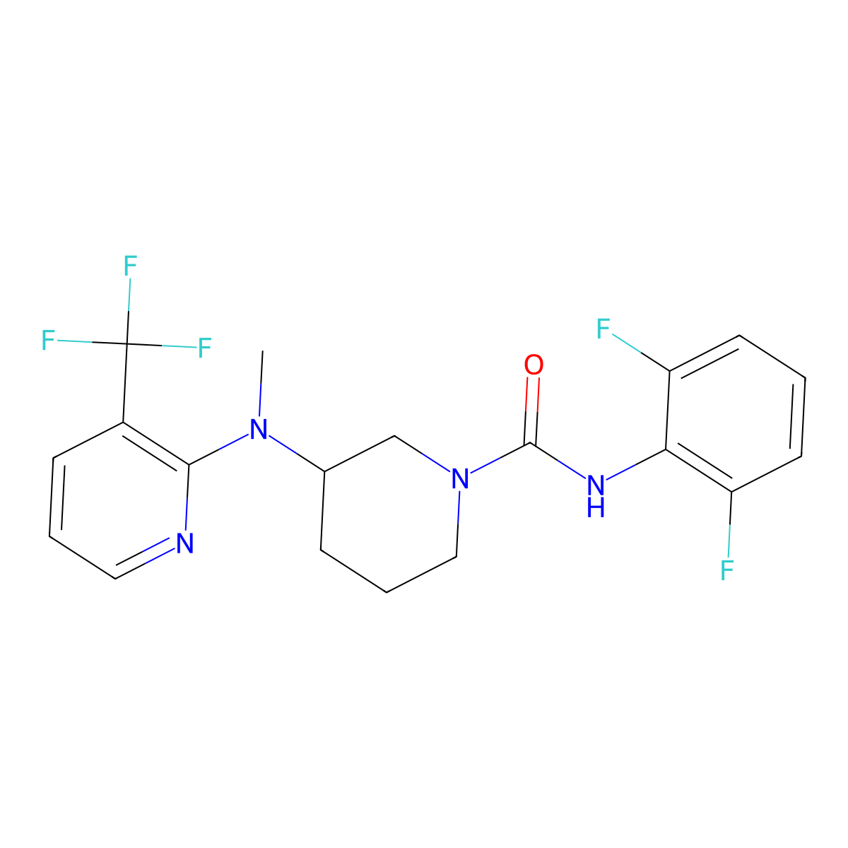 N-(2,6-difluorophenyl)-3-{methyl[3-(trifluoromethyl)pyridin-2-yl]amino}piperidine-1-carboxamide molecular structure, CAS 2549015-59-8