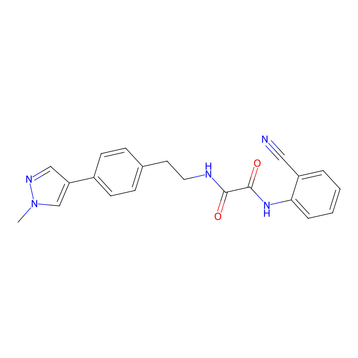 N-(2-cyanophenyl)-N'-{2-[4-(1-methyl-1H-pyrazol-4-yl)phenyl]ethyl}ethanediamide molecular structure, CAS 2549015-68-9
