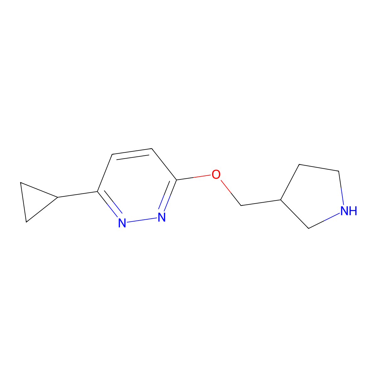 3-Cyclopropyl-6-[(pyrrolidin-3-yl)methoxy]pyridazine molecular structure, CAS 2549015-69-0