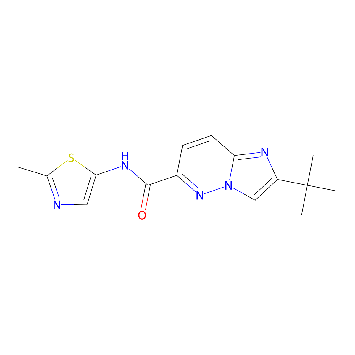 2-tert-butyl-N-(2-methyl-1,3-thiazol-5-yl)imidazo[1,2-b]pyridazine-6-carboxamide molecular structure, CAS 2549015-75-8