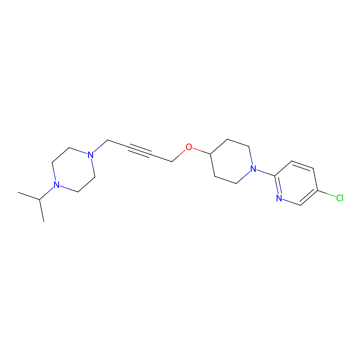 1-(4-{[1-(5-Chloropyridin-2-yl)piperidin-4-yl]oxy}but-2-yn-1-yl)-4-(propan-2-yl)piperazine molecular structure, CAS 2549015-79-2