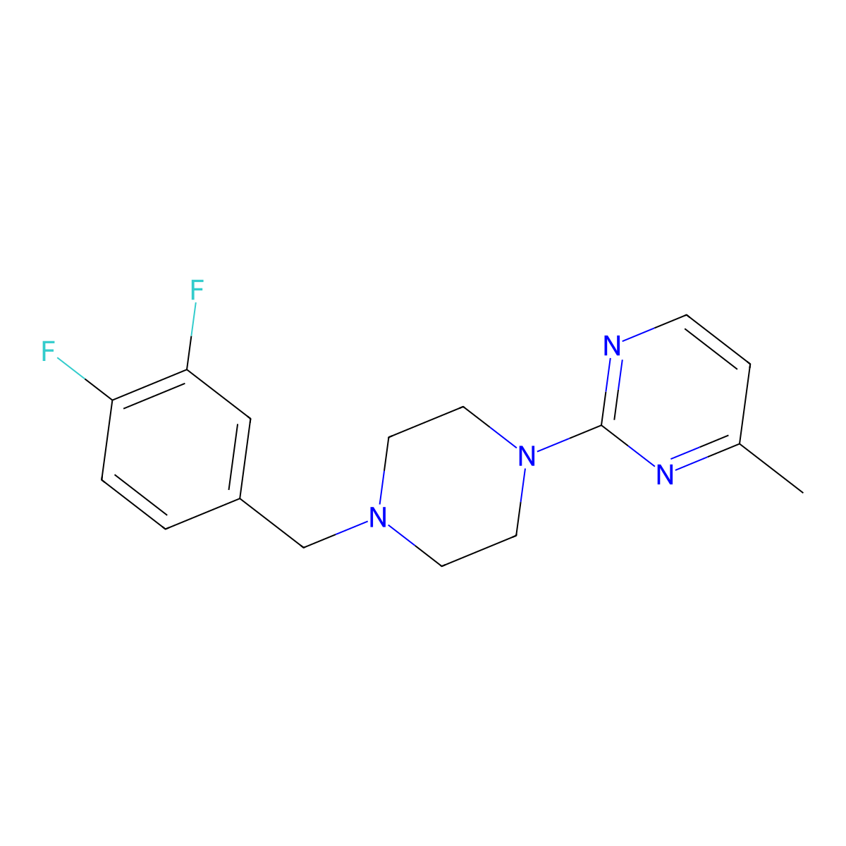 2-{4-[(3,4-Difluorophenyl)methyl]piperazin-1-yl}-4-methylpyrimidine molecular structure, CAS 2549015-80-5