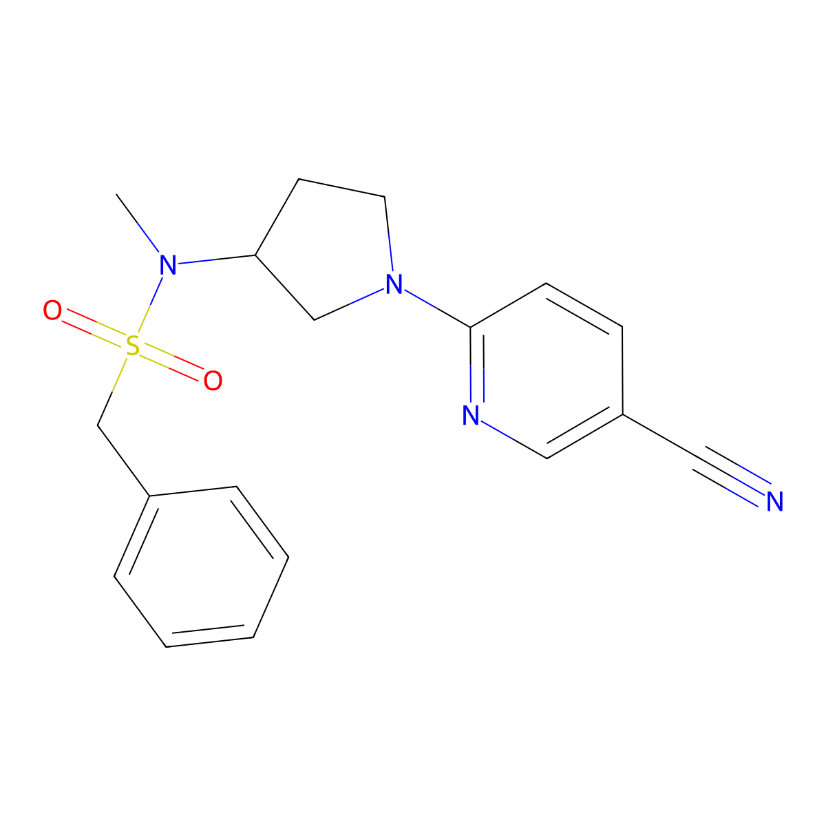 N-[1-(5-cyanopyridin-2-yl)pyrrolidin-3-yl]-N-methyl-1-phenylmethanesulfonamide molecular structure, CAS 2549015-82-7