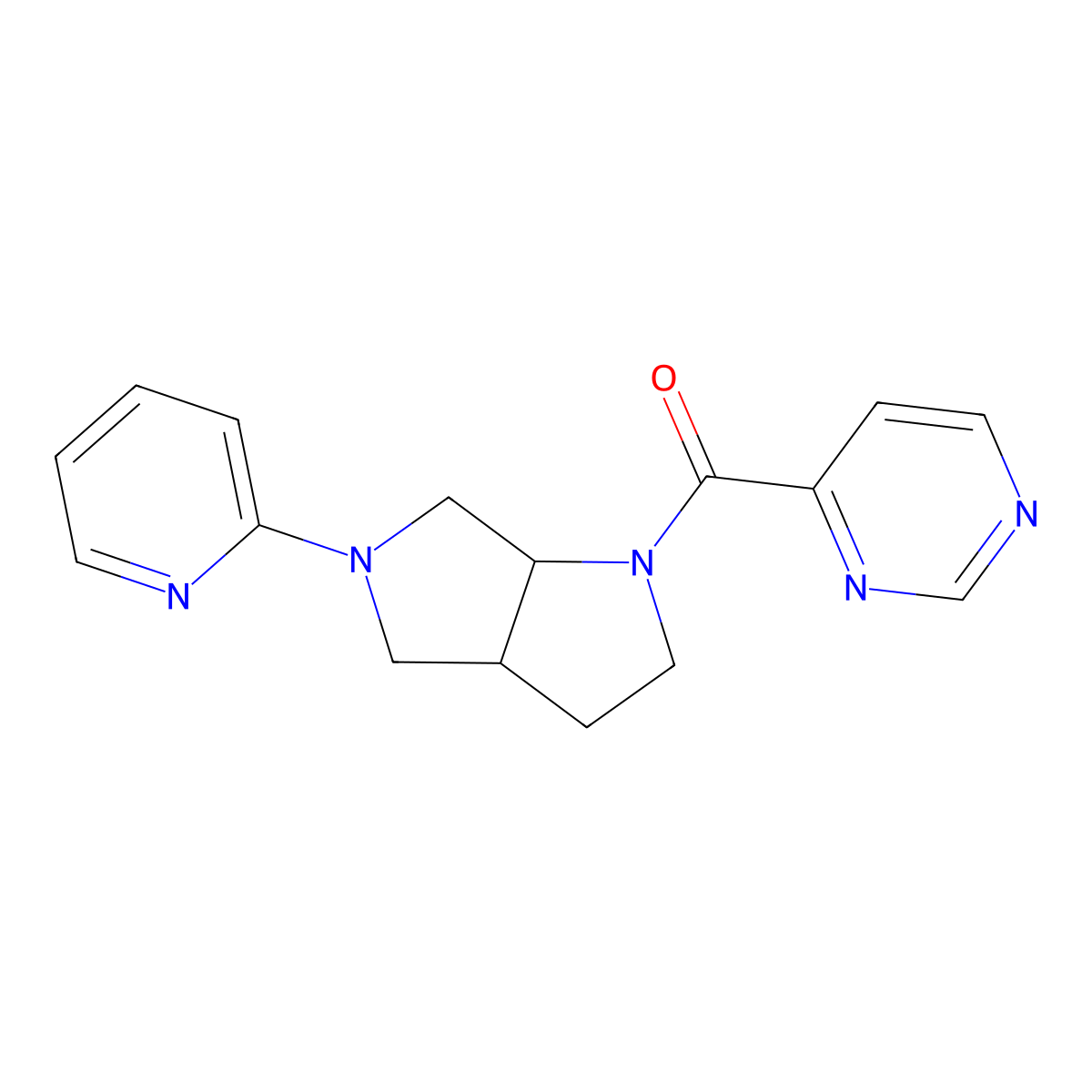 4-[5-(Pyridin-2-yl)-octahydropyrrolo[3,4-b]pyrrole-1-carbonyl]pyrimidine molecular structure, CAS 2549015-83-8