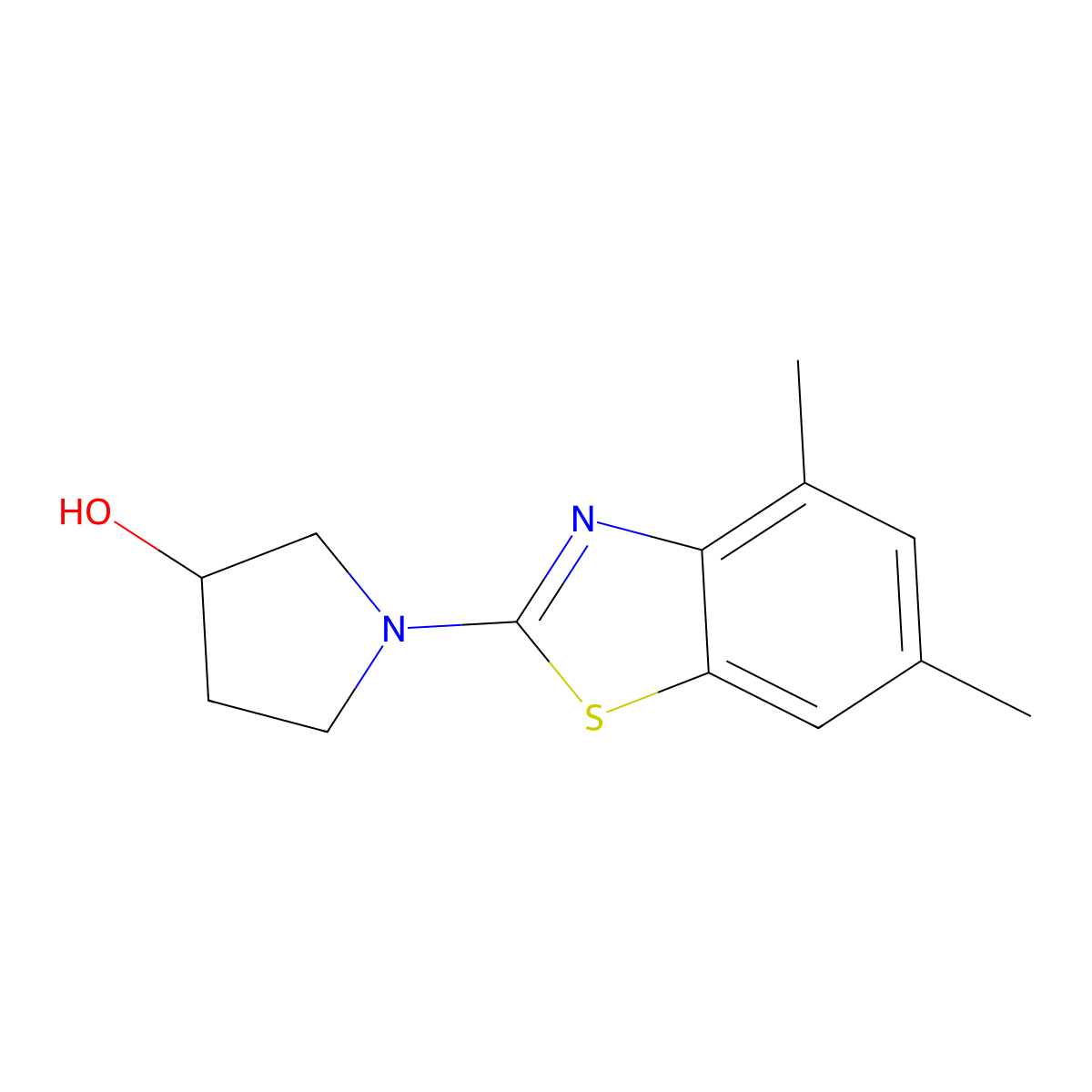 1-(4,6-Dimethyl-1,3-benzothiazol-2-yl)pyrrolidin-3-ol molecular structure, CAS 2549015-85-0
