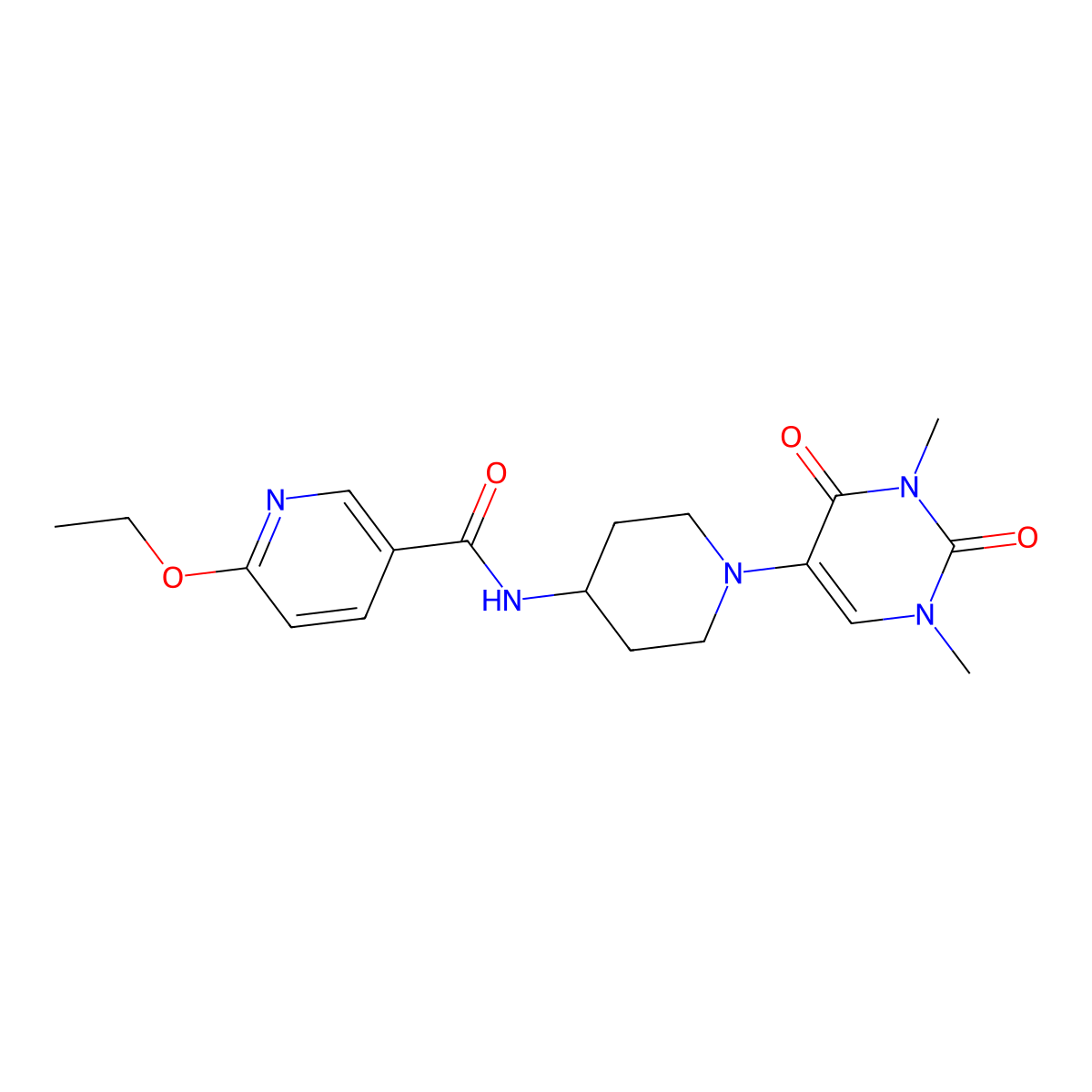 N-[1-(1,3-dimethyl-2,4-dioxo-1,2,3,4-tetrahydropyrimidin-5-yl)piperidin-4-yl]-6-ethoxypyridine-3-carboxamide molecular structure, CAS 2549015-86-1