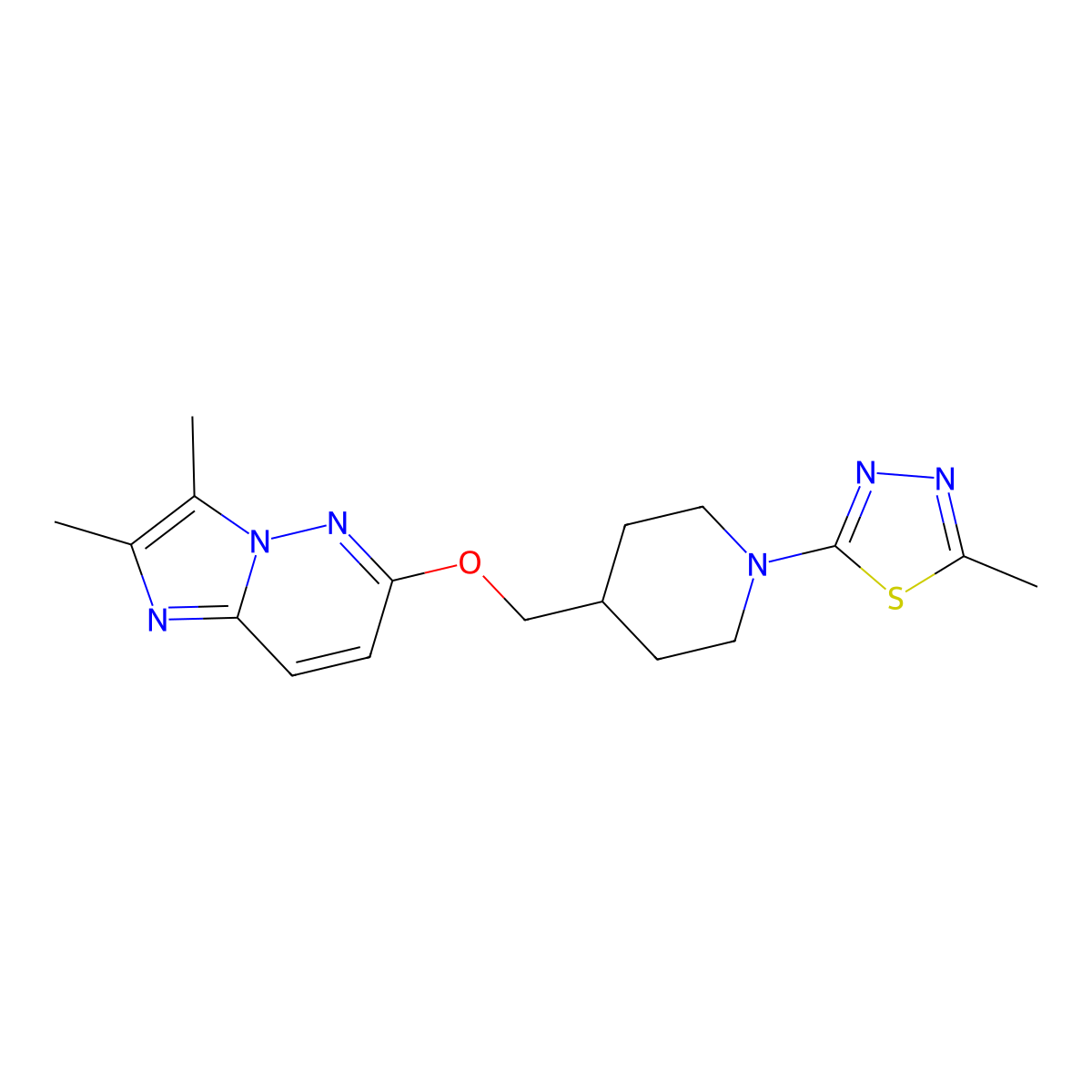 4-[({2,3-Dimethylimidazo[1,2-b]pyridazin-6-yl}oxy)methyl]-1-(5-methyl-1,3,4-thiadiazol-2-yl)piperidine molecular structure, CAS 2549015-88-3