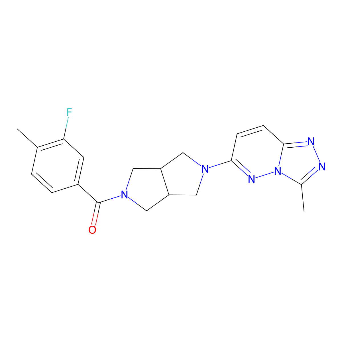 2-(3-Fluoro-4-methylbenzoyl)-5-{3-methyl-[1,2,4]triazolo[4,3-b]pyridazin-6-yl}-octahydropyrrolo[3,4-c]pyrrole molecular structure, CAS 2549015-90-7