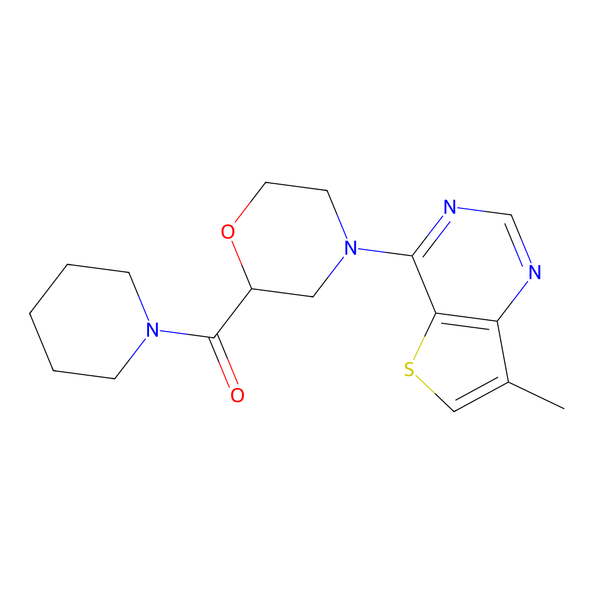 4-{7-Methylthieno[3,2-d]pyrimidin-4-yl}-2-(piperidine-1-carbonyl)morpholine molecular structure, CAS 2549015-95-2