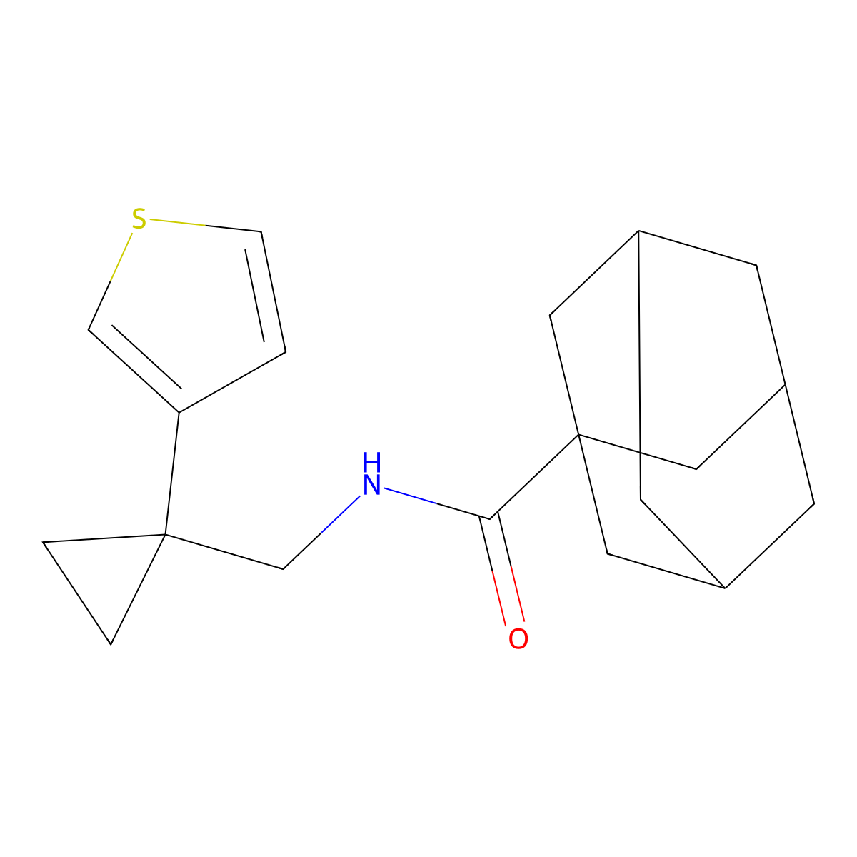 N-{[1-(thiophen-3-yl)cyclopropyl]methyl}adamantane-1-carboxamide molecular structure, CAS 2549015-99-6
