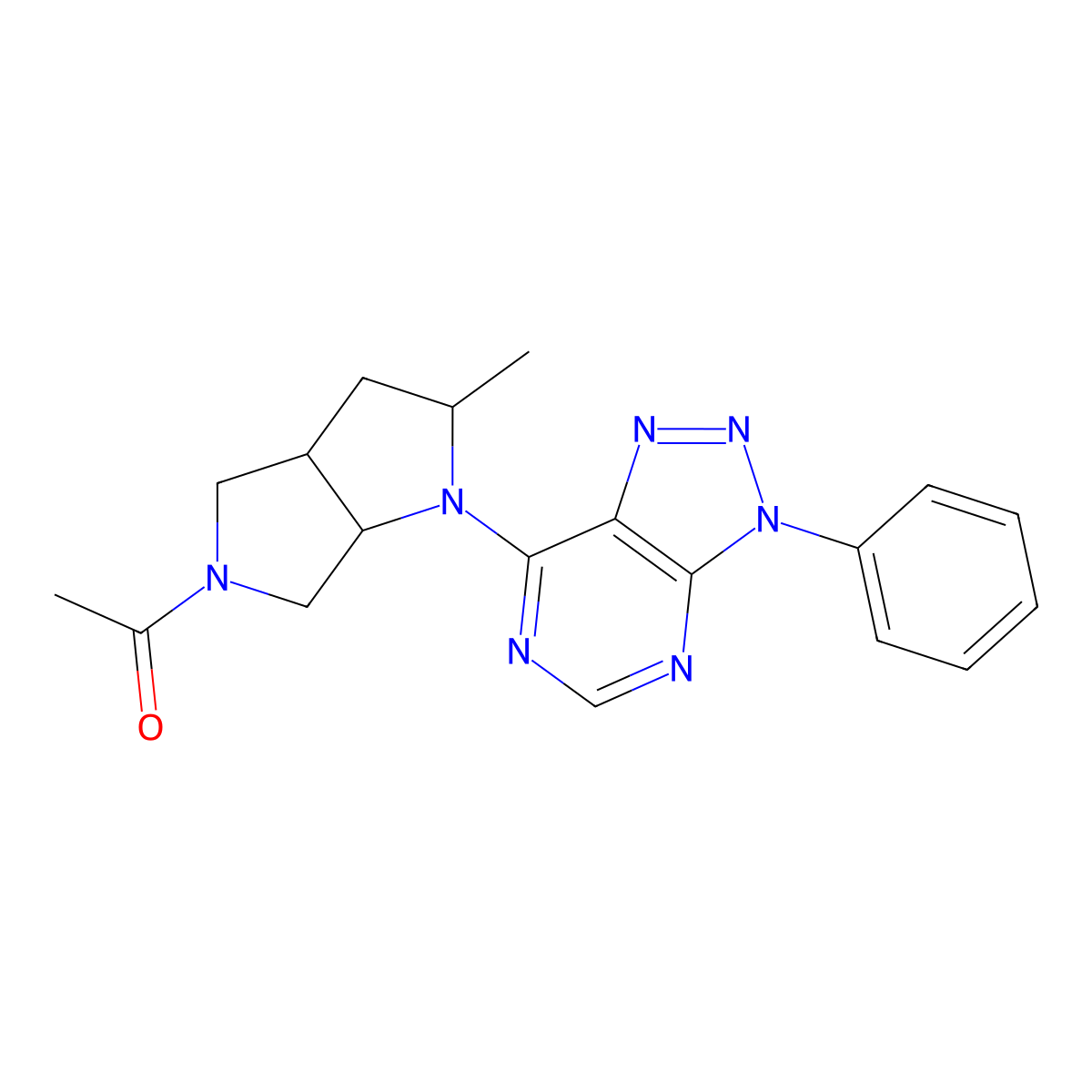 1-(2-methyl-1-{3-phenyl-3H-[1,2,3]triazolo[4,5-d]pyrimidin-7-yl}-octahydropyrrolo[2,3-c]pyrrol-5-yl)ethan-1-one molecular structure, CAS 2549016-00-2