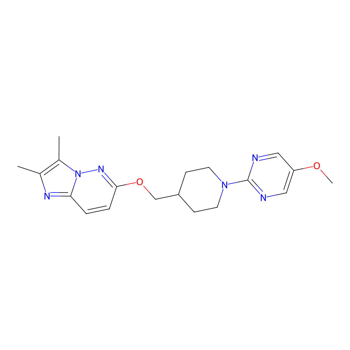 2-{4-[({2,3-Dimethylimidazo[1,2-b]pyridazin-6-yl}oxy)methyl]piperidin-1-yl}-5-methoxypyrimidine molecular structure, CAS 2549016-03-5
