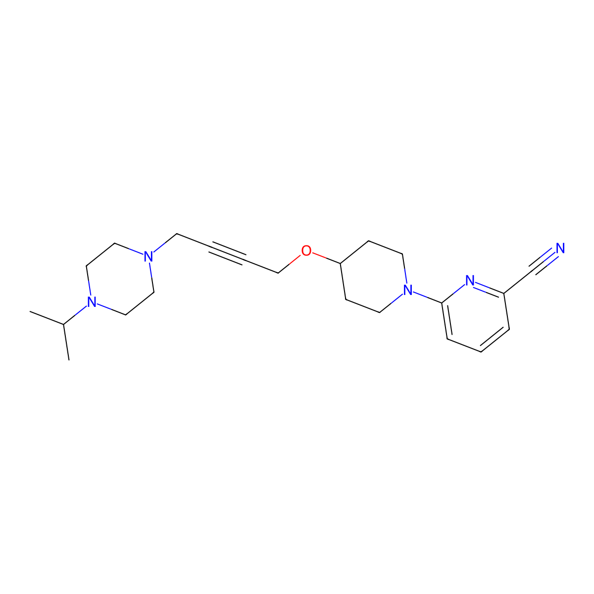 6-[4-({4-[4-(Propan-2-yl)piperazin-1-yl]but-2-yn-1-yl}oxy)piperidin-1-yl]pyridine-2-carbonitrile molecular structure, CAS 2549016-10-4