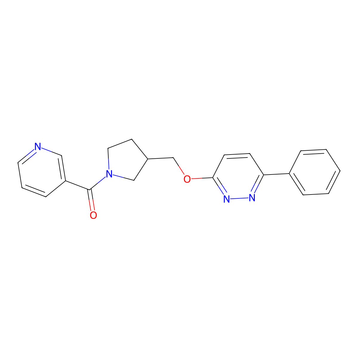 3-Phenyl-6-{[1-(pyridine-3-carbonyl)pyrrolidin-3-yl]methoxy}pyridazine molecular structure, CAS 2549016-11-5