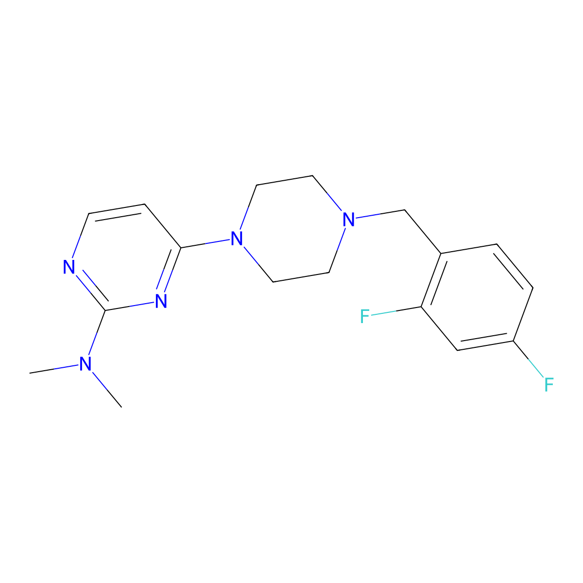 4-{4-[(2,4-difluorophenyl)methyl]piperazin-1-yl}-N,N-dimethylpyrimidin-2-amine molecular structure, CAS 2549016-12-6