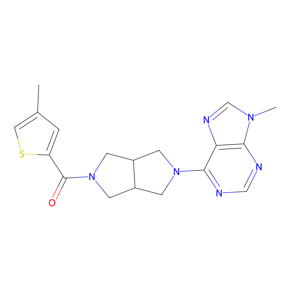 9-methyl-6-[5-(4-methylthiophene-2-carbonyl)-octahydropyrrolo[3,4-c]pyrrol-2-yl]-9H-purine molecular structure, CAS 2549016-13-7