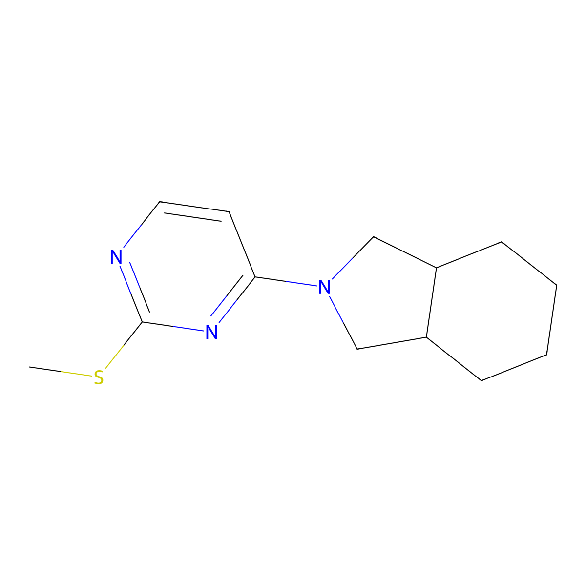 2-[2-(methylsulfanyl)pyrimidin-4-yl]-octahydro-1H-isoindole molecular structure, CAS 2549016-16-0