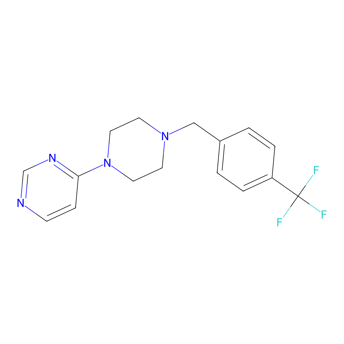 4-(4-{[4-(Trifluoromethyl)phenyl]methyl}piperazin-1-yl)pyrimidine molecular structure, CAS 2549016-17-1
