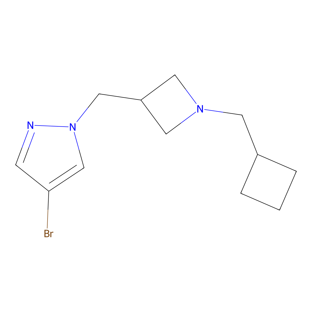 4-bromo-1-{[1-(cyclobutylmethyl)azetidin-3-yl]methyl}-1H-pyrazole molecular structure, CAS 2549016-19-3