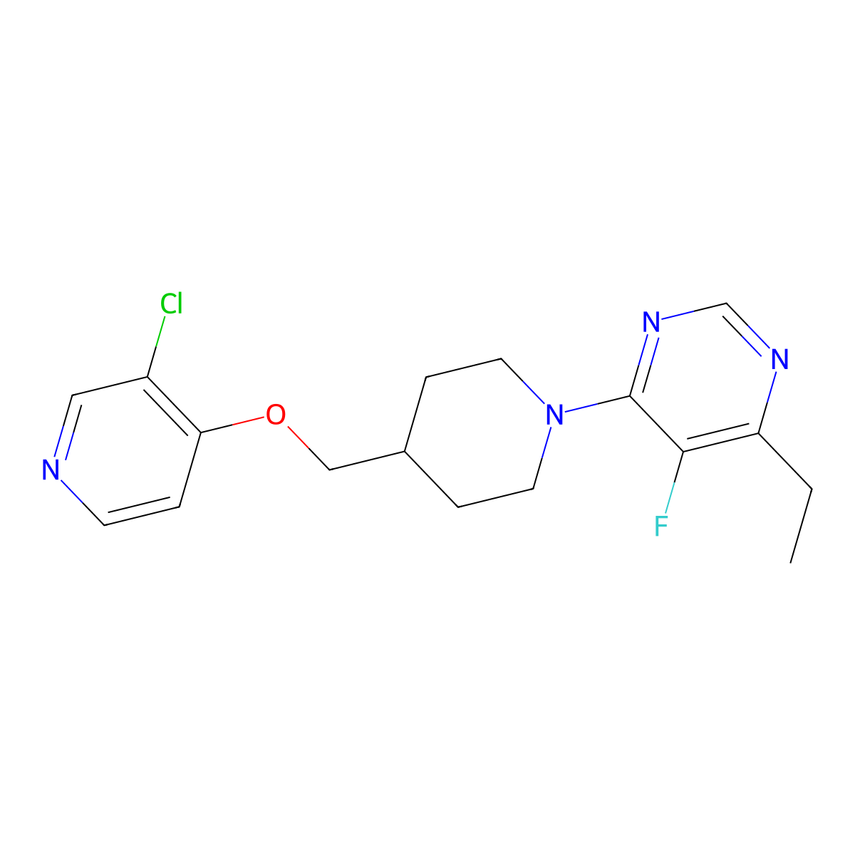 4-(4-{[(3-Chloropyridin-4-yl)oxy]methyl}piperidin-1-yl)-6-ethyl-5-fluoropyrimidine molecular structure, CAS 2549016-22-8