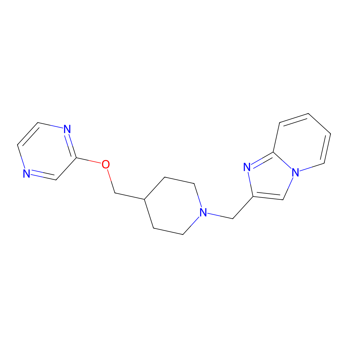 2-{[1-({Imidazo[1,2-a]pyridin-2-yl}methyl)piperidin-4-yl]methoxy}pyrazine molecular structure, CAS 2549016-24-0