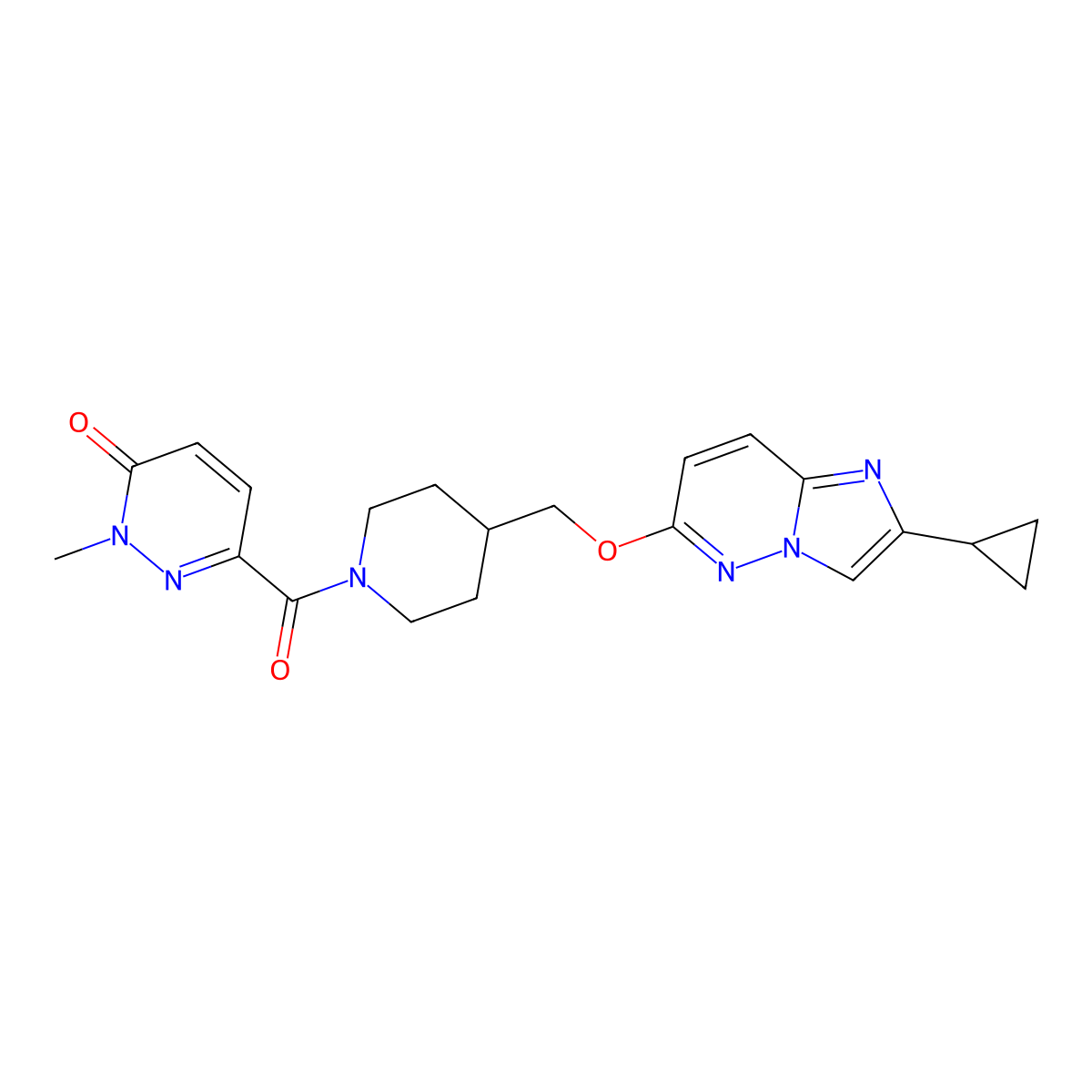 6-{4-[({2-Cyclopropylimidazo[1,2-b]pyridazin-6-yl}oxy)methyl]piperidine-1-carbonyl}-2-methyl-2,3-dihydropyridazin-3-one molecular structure, CAS 2549016-27-3