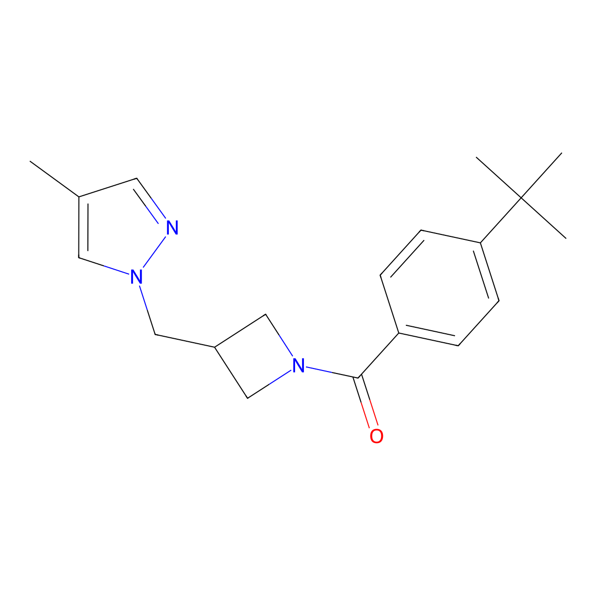 1-{[1-(4-tert-butylbenzoyl)azetidin-3-yl]methyl}-4-methyl-1H-pyrazole molecular structure, CAS 2549016-29-5