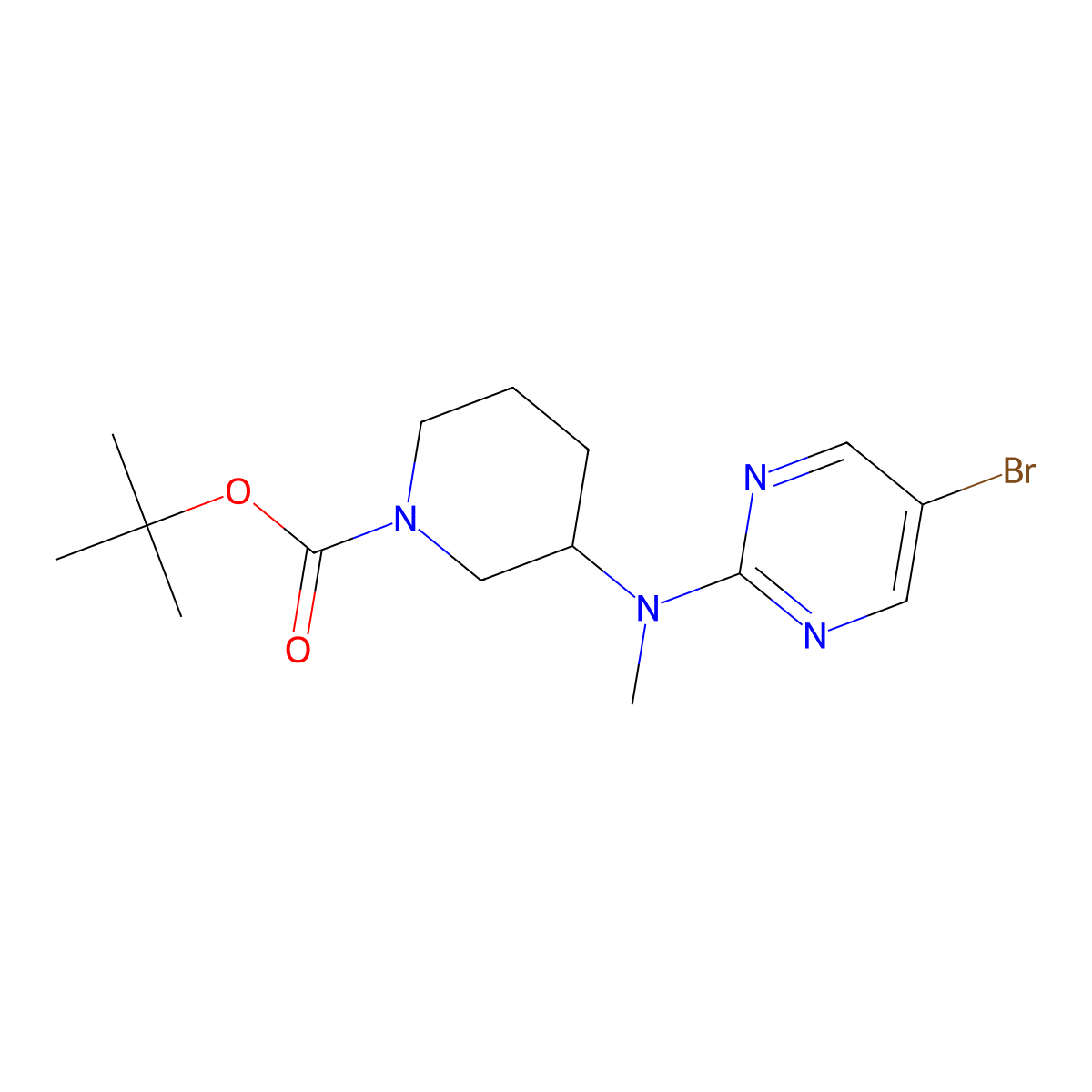 Tert-butyl 3-[(5-bromopyrimidin-2-yl)(methyl)amino]piperidine-1-carboxylate molecular structure, CAS 2549016-33-1