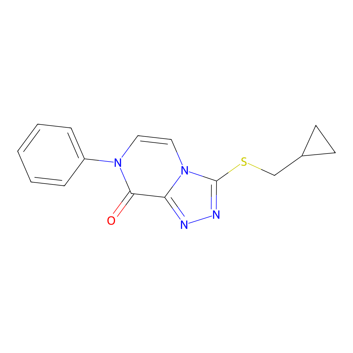 3-[(cyclopropylmethyl)sulfanyl]-7-phenyl-7H,8H-[1,2,4]triazolo[4,3-a]pyrazin-8-one molecular structure, CAS 2549016-36-4