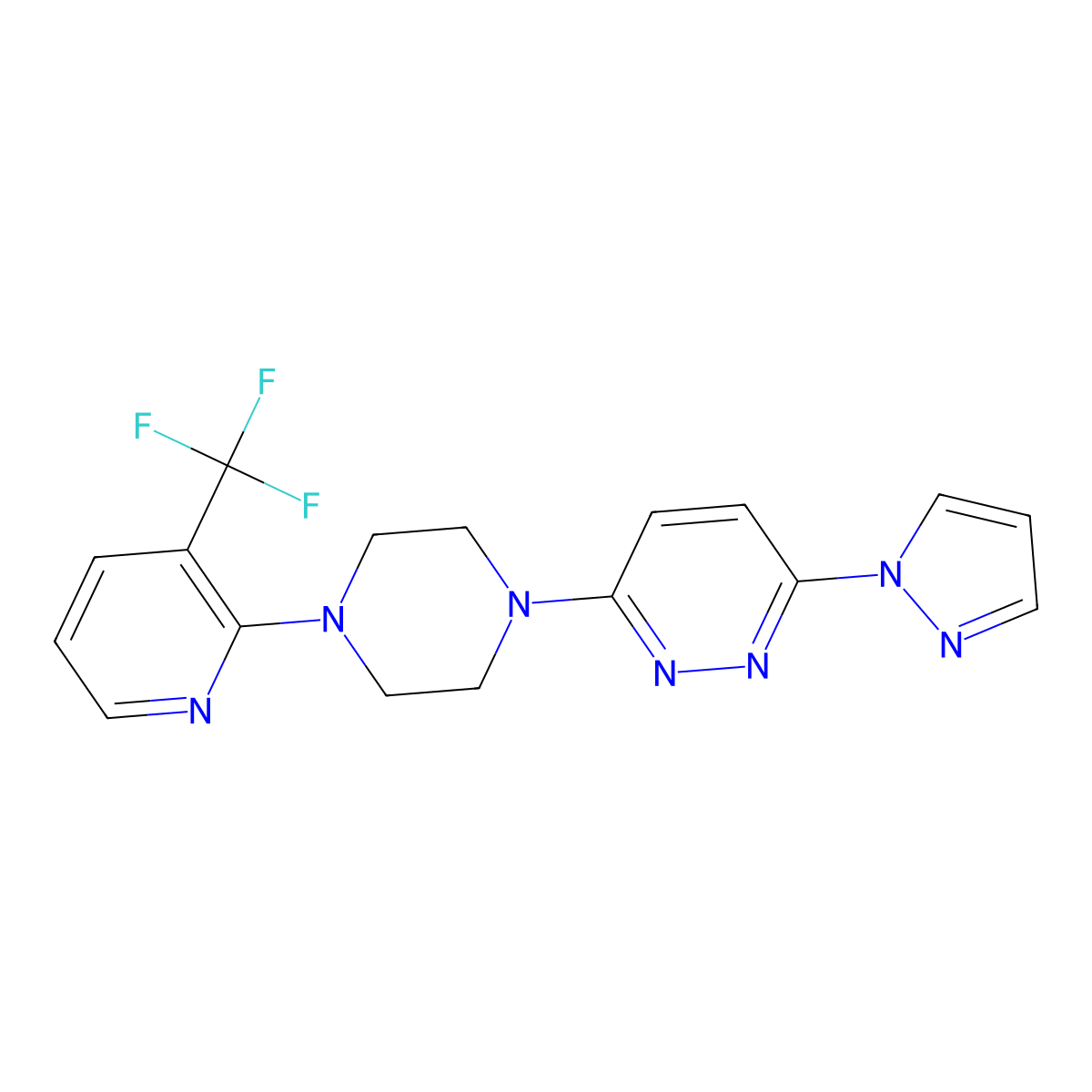 3-(1H-pyrazol-1-yl)-6-{4-[3-(trifluoromethyl)pyridin-2-yl]piperazin-1-yl}pyridazine molecular structure, CAS 2549016-39-7