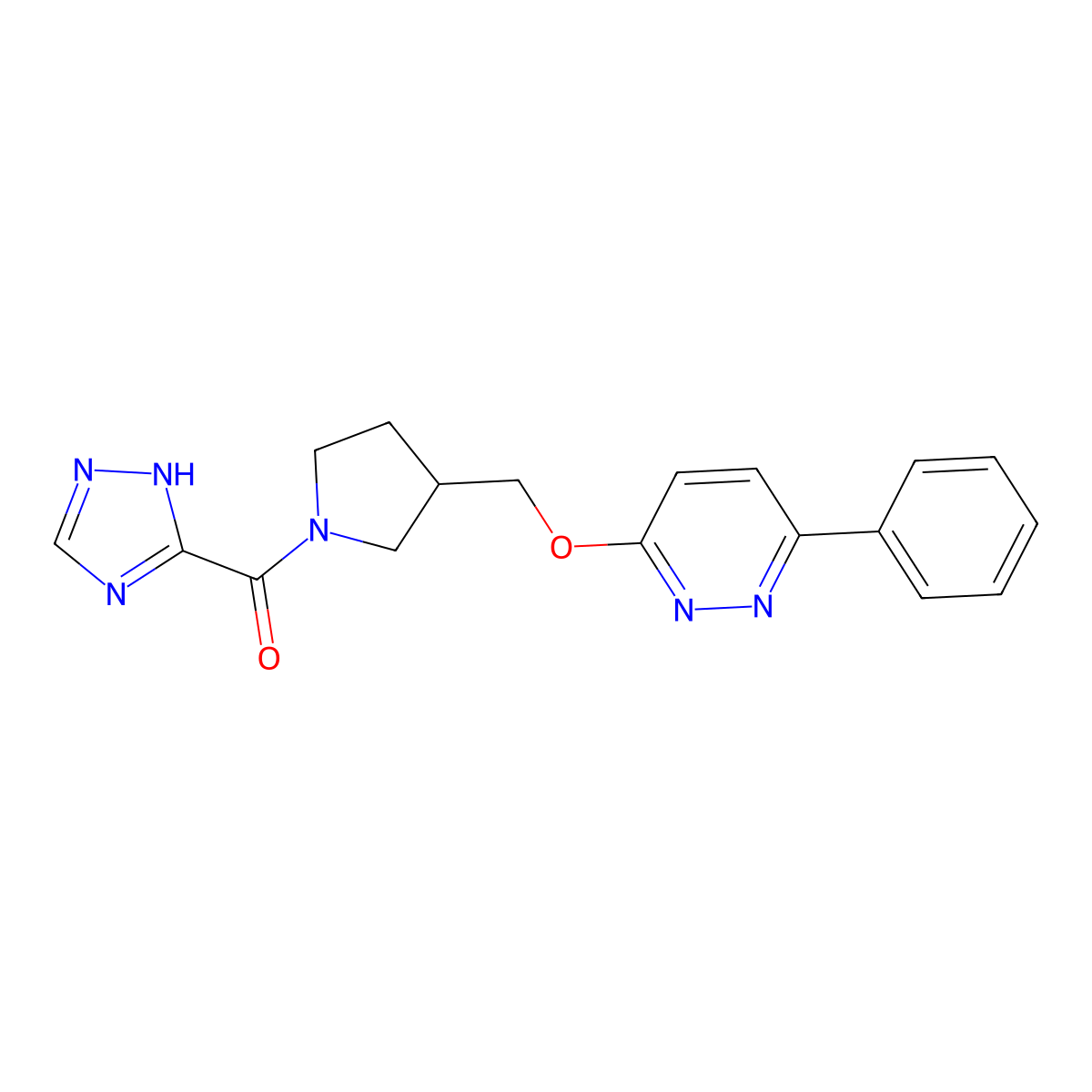 3-phenyl-6-{[1-(1H-1,2,4-triazole-3-carbonyl)pyrrolidin-3-yl]methoxy}pyridazine molecular structure, CAS 2549016-42-2