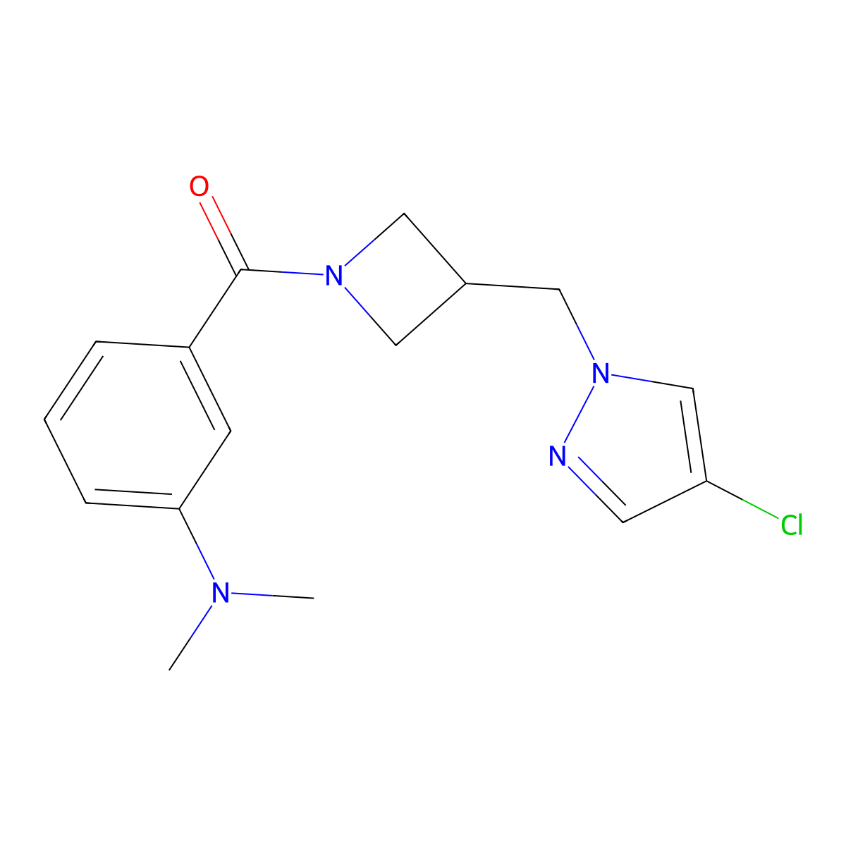 3-{3-[(4-chloro-1H-pyrazol-1-yl)methyl]azetidine-1-carbonyl}-N,N-dimethylaniline molecular structure, CAS 2549016-51-3
