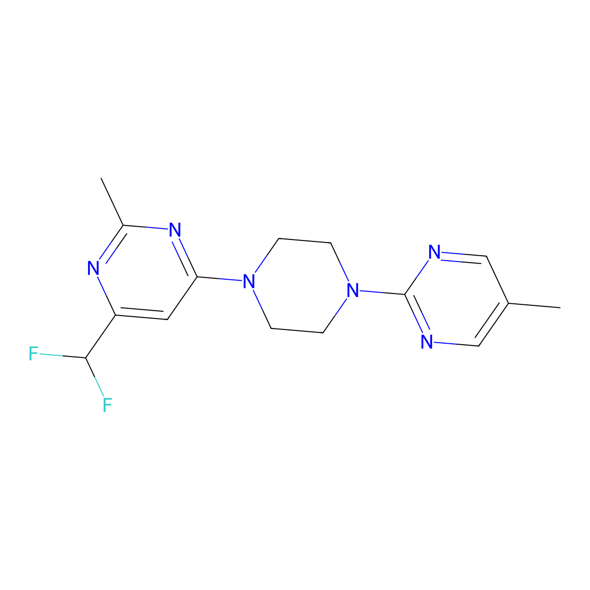 4-(Difluoromethyl)-2-methyl-6-[4-(5-methylpyrimidin-2-yl)piperazin-1-yl]pyrimidine molecular structure, CAS 2549016-53-5